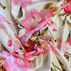 5 yards of Floral beautiful pink rose Rayon Fabric.